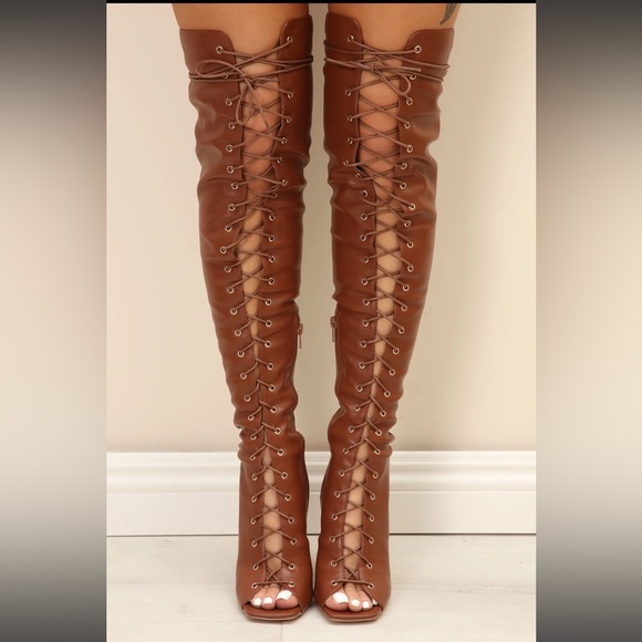 Fashion Women Thigh High Boots Peep Toe Over Knee Boots Size 6 - Picture 2 of 6